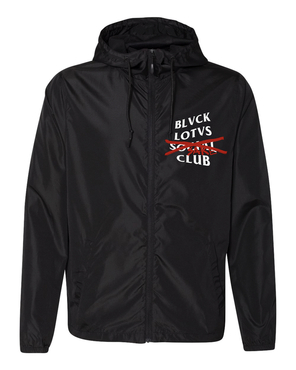 BLVCK LOTVS SAKE CLUB HOODED LIGHTWEIGHT WINDBREAKER FULL-ZIP JACKET