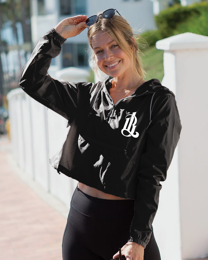 WOMEN'S LOTVS EMBLEM CROP HOODED WINDBREAKER