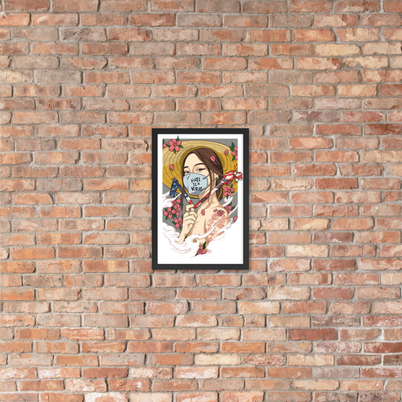 "Model Minority" WHITE ON BLACK FRAMED POSTER