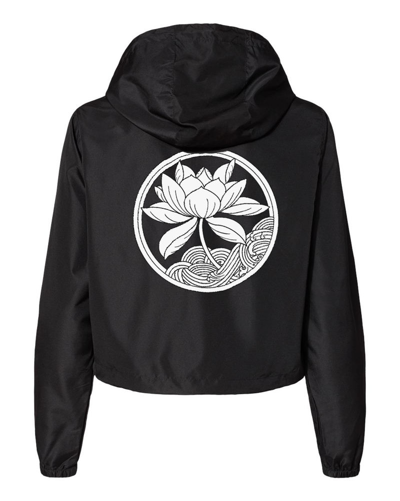 WOMEN'S LOTVS EMBLEM CROP HOODED WINDBREAKER